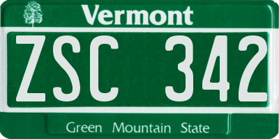 VT license plate ZSC342