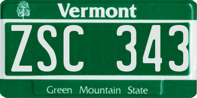 VT license plate ZSC343