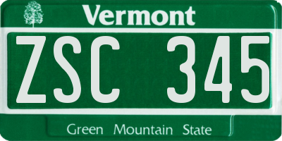 VT license plate ZSC345