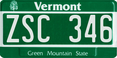 VT license plate ZSC346