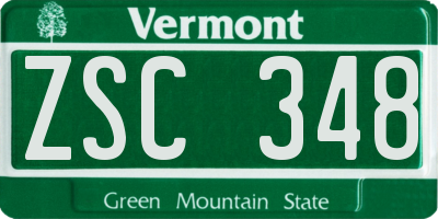 VT license plate ZSC348