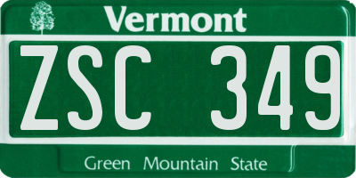 VT license plate ZSC349