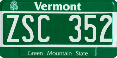 VT license plate ZSC352