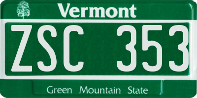 VT license plate ZSC353