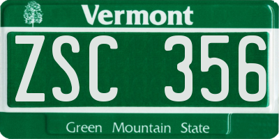 VT license plate ZSC356