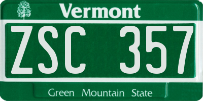 VT license plate ZSC357