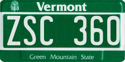 VT license plate ZSC360