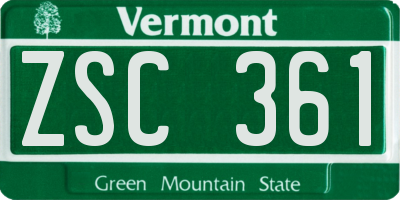 VT license plate ZSC361