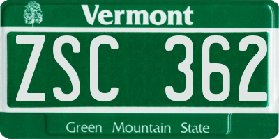 VT license plate ZSC362