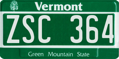 VT license plate ZSC364