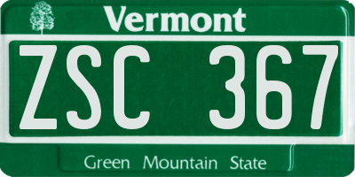 VT license plate ZSC367