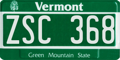VT license plate ZSC368