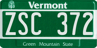 VT license plate ZSC372
