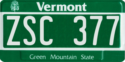 VT license plate ZSC377
