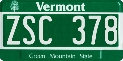VT license plate ZSC378