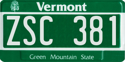 VT license plate ZSC381