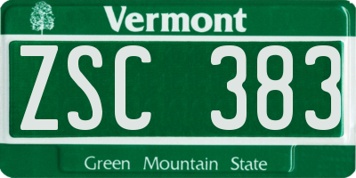 VT license plate ZSC383