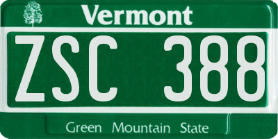 VT license plate ZSC388