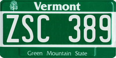 VT license plate ZSC389