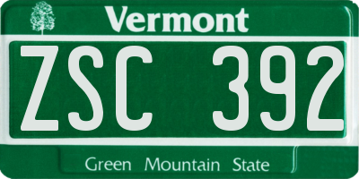 VT license plate ZSC392