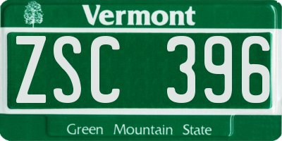 VT license plate ZSC396