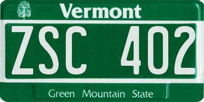 VT license plate ZSC402