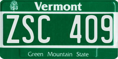 VT license plate ZSC409
