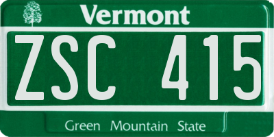 VT license plate ZSC415