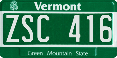 VT license plate ZSC416