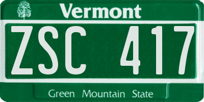 VT license plate ZSC417