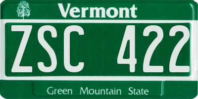 VT license plate ZSC422