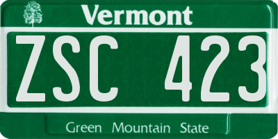 VT license plate ZSC423