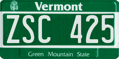 VT license plate ZSC425