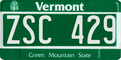 VT license plate ZSC429