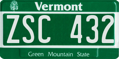 VT license plate ZSC432