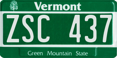 VT license plate ZSC437