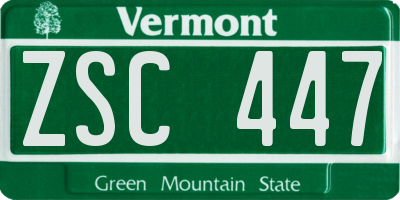 VT license plate ZSC447