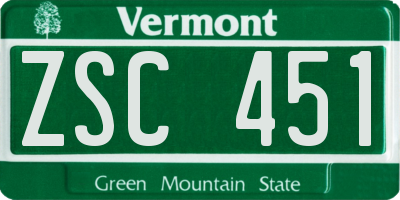 VT license plate ZSC451