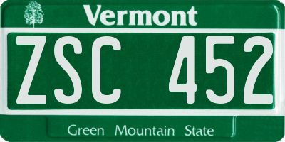 VT license plate ZSC452