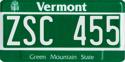 VT license plate ZSC455