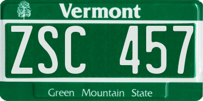 VT license plate ZSC457