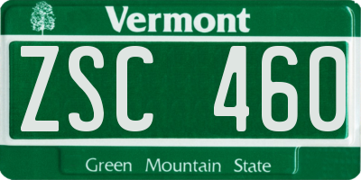 VT license plate ZSC460