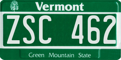 VT license plate ZSC462