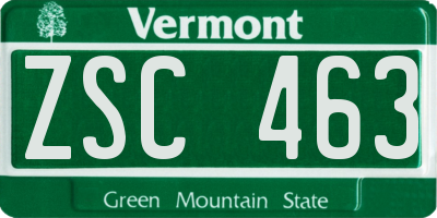 VT license plate ZSC463