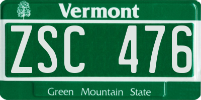 VT license plate ZSC476