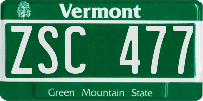 VT license plate ZSC477