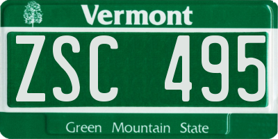VT license plate ZSC495