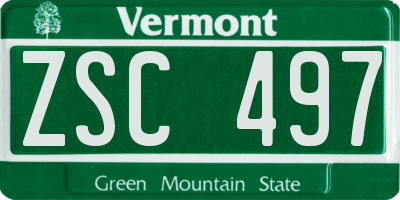VT license plate ZSC497