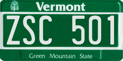 VT license plate ZSC501