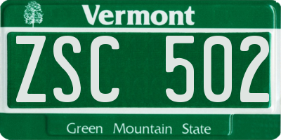 VT license plate ZSC502